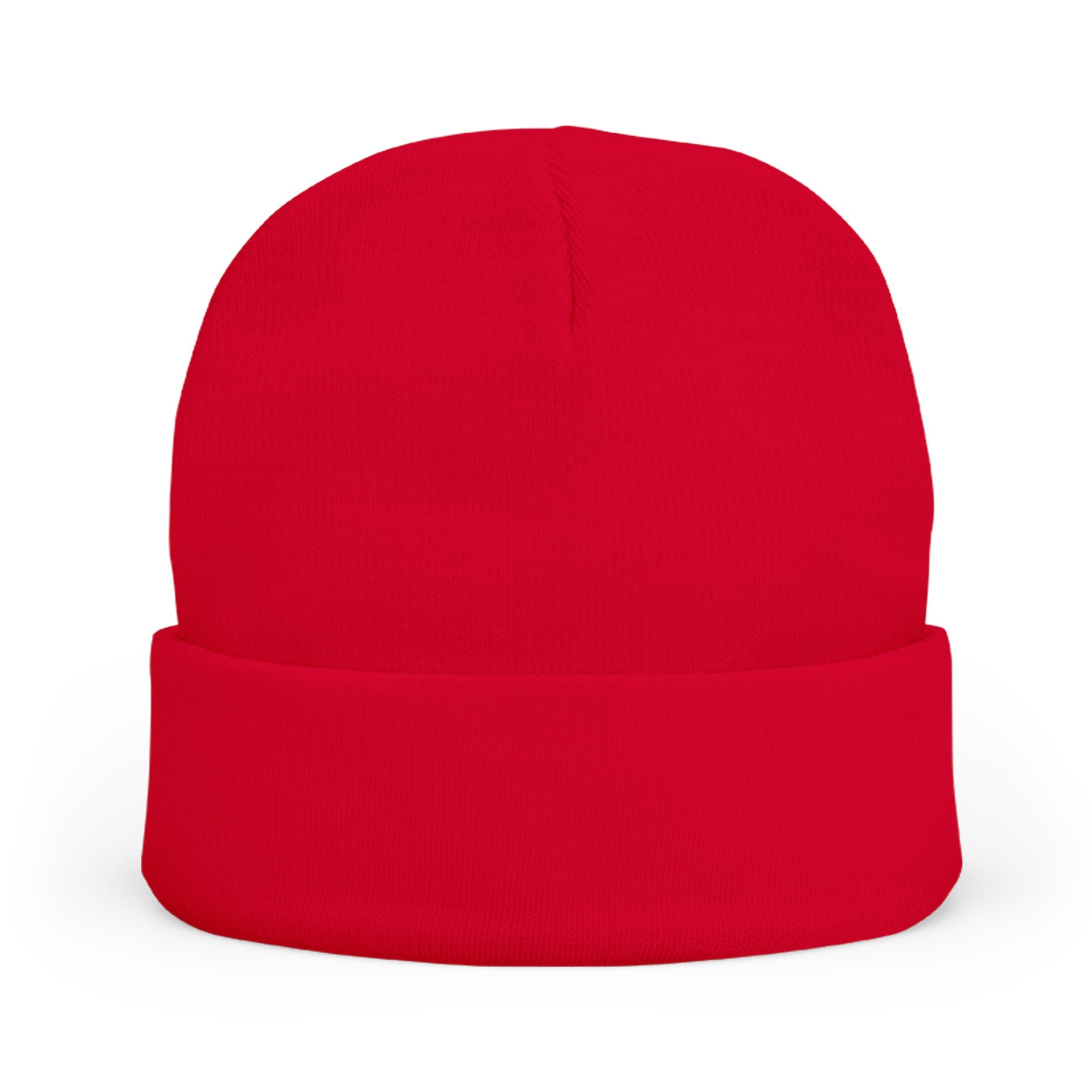 TROUBLE embroidered beanie | knit cuff hat, white pixel text