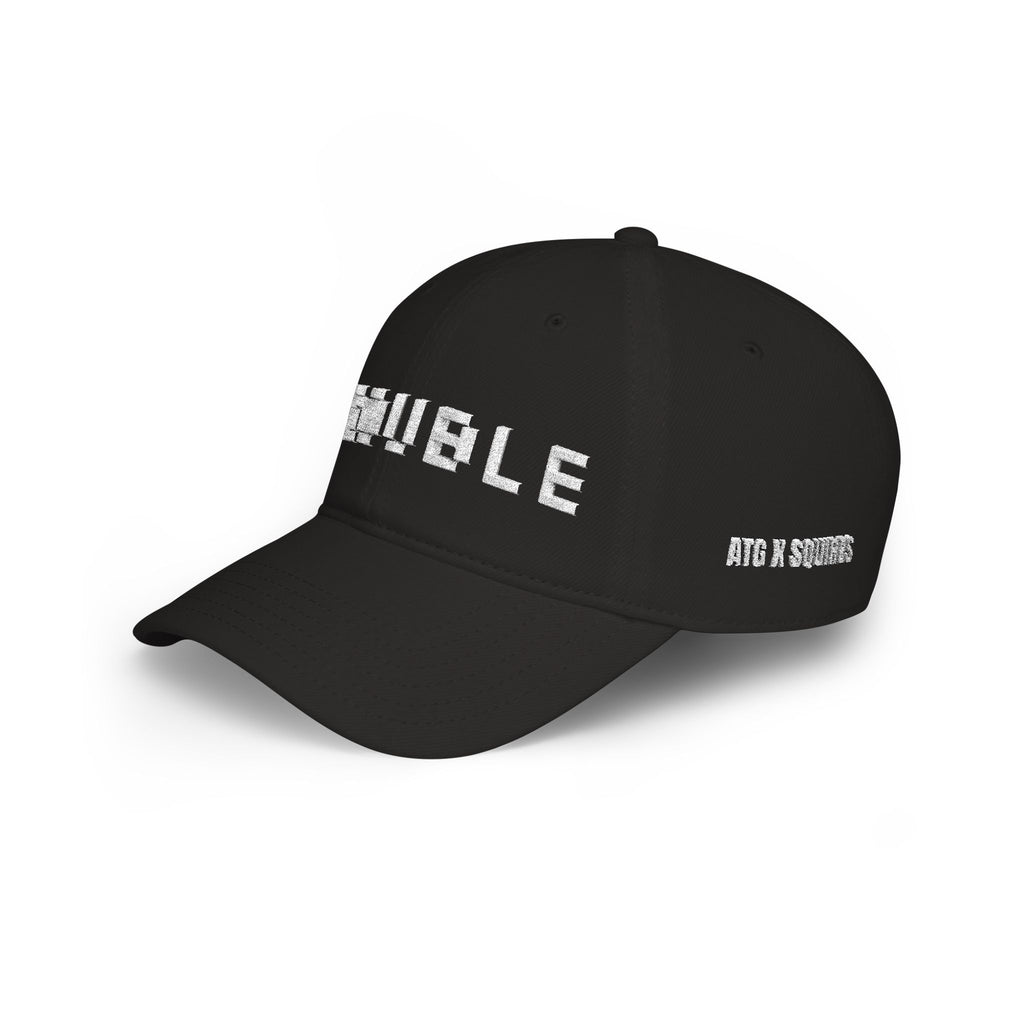 TROUBLE Pixel Text Baseball Cap | Embroidered Word Hat, Black