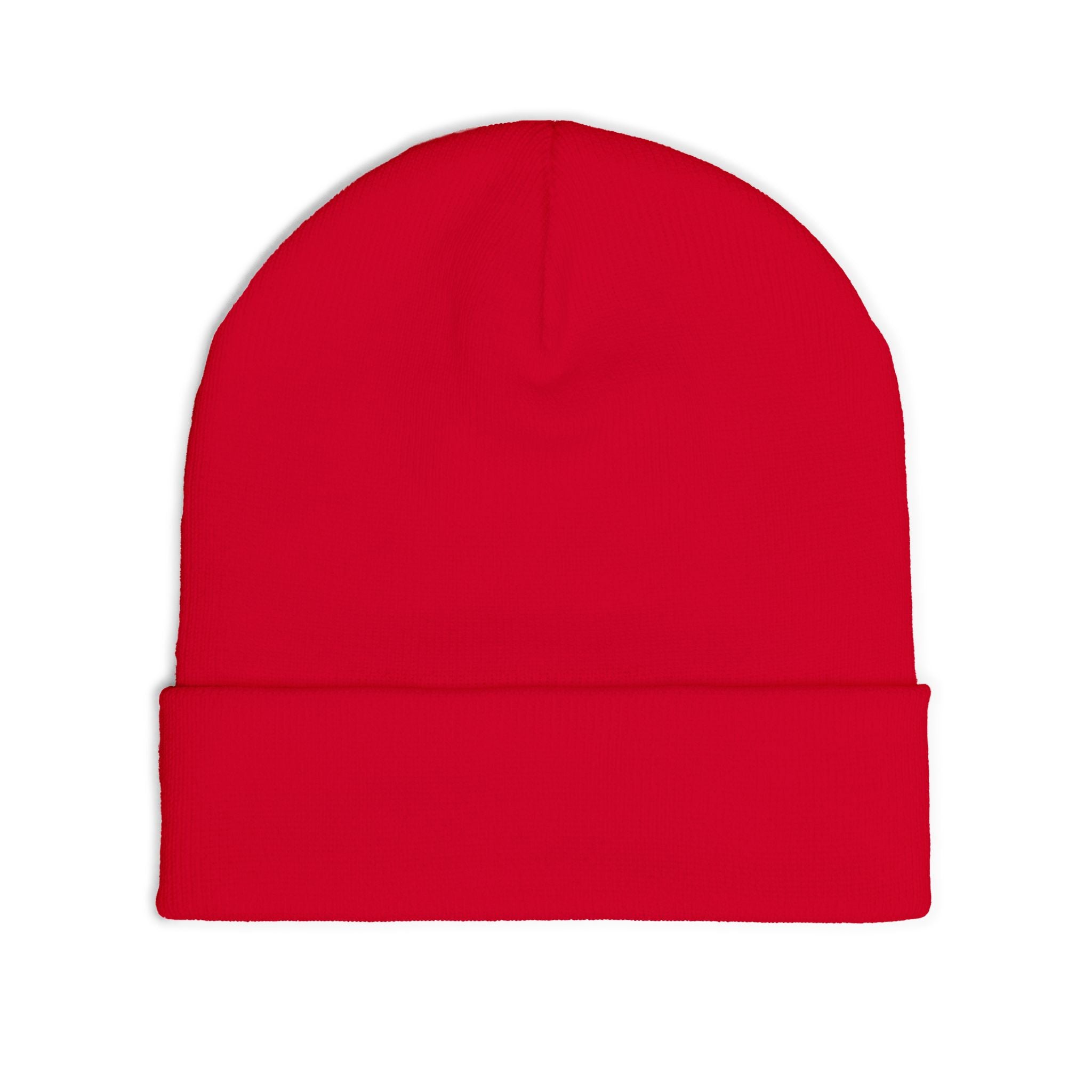 TROUBLE embroidered beanie | knit cuff hat, white pixel text
